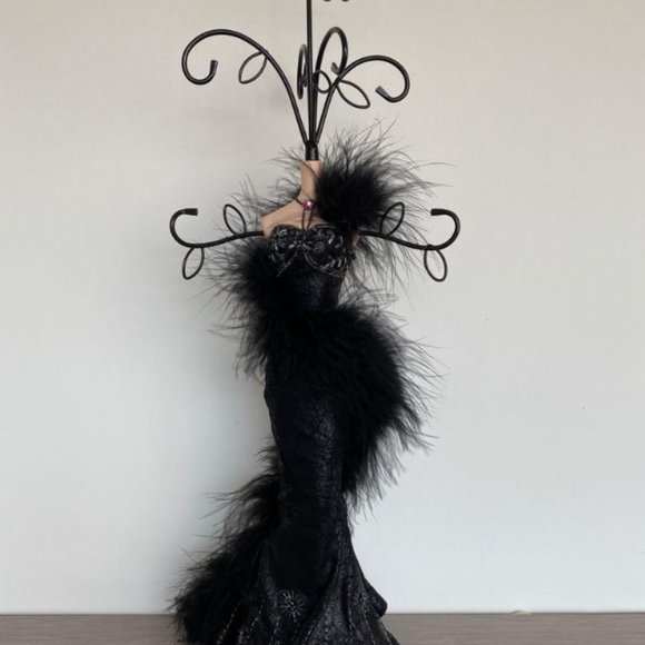 Source Unknown Jewelry - Goth Mermaid Dress Mannequin Jewelry Stand with black feather boa, BNWOT